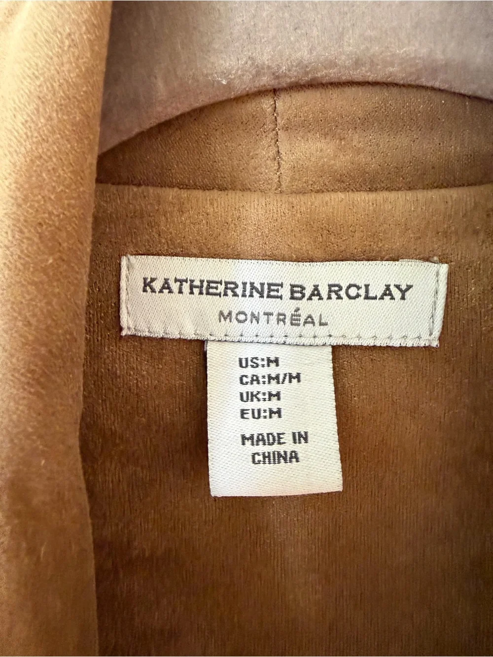 Katherine Barclay Faux-Suede Vest in Camel Brown size medium taupe Montreal